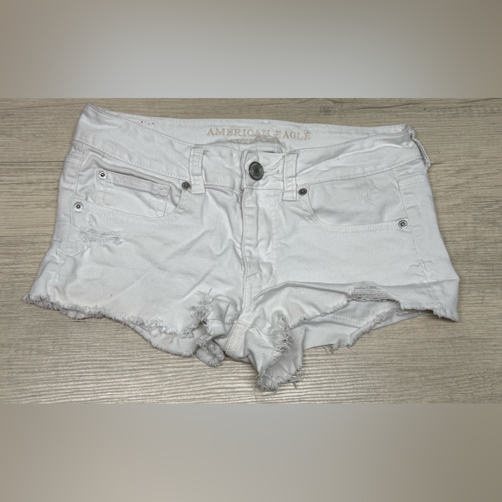 American Eagle Outfitters White Frayed Denim Cutoff Shorts